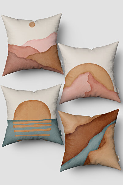 EsnafAli Set de 4 huse de pernă cu model boem maro