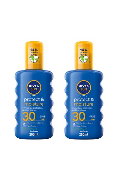NIVEA SUN Protect & Moisture Sun Spray, UVA & UVB Protection, SPF 30, 200ml, Pack of 2
