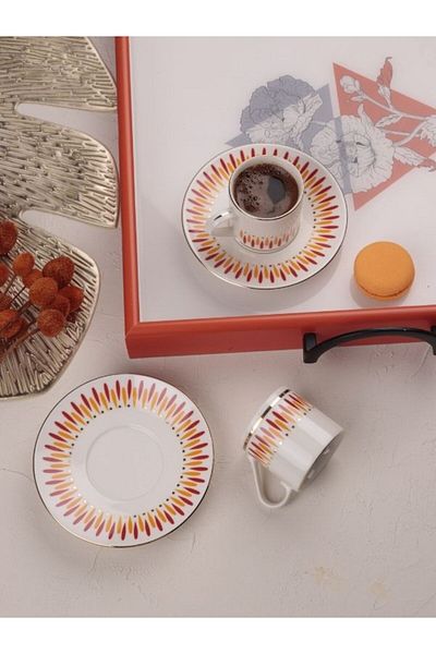 Viyalente Porcelain 4 Piece Palm Coffee Set 2 Coffee Cup Set