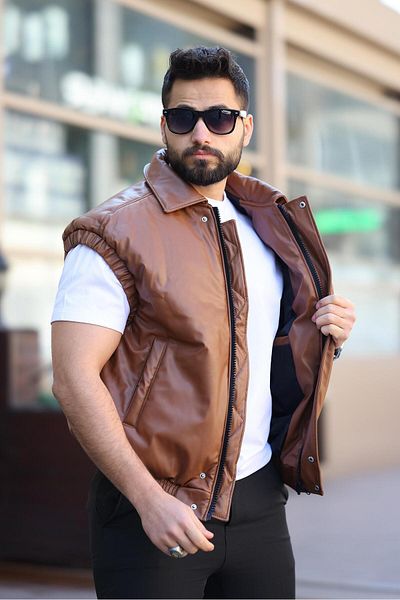 RHONES Men's Collar Leather Vest