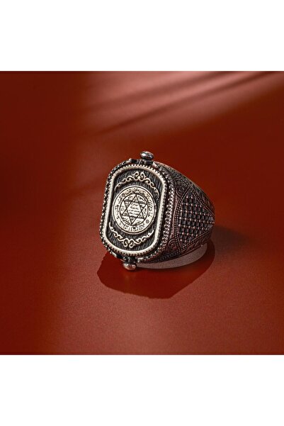 Sırlı Sepet Süleyman Mührü Doğaltaşlı Dönebilen 925 Ayar Yüzük Koleksiyon (Pr...