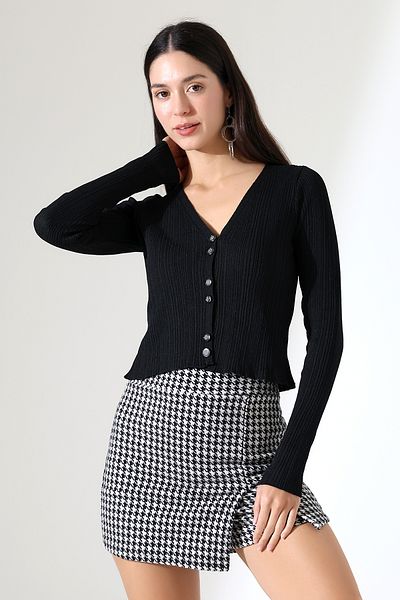 Devinka Women's Buttoned V-Neck Thin Cardigan