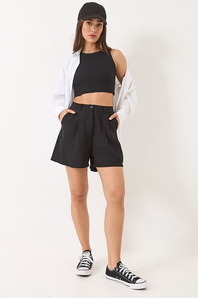 Bianco Lucci Damen-Shorts mit drapierten Falten und Taschendetails 30024 60283048