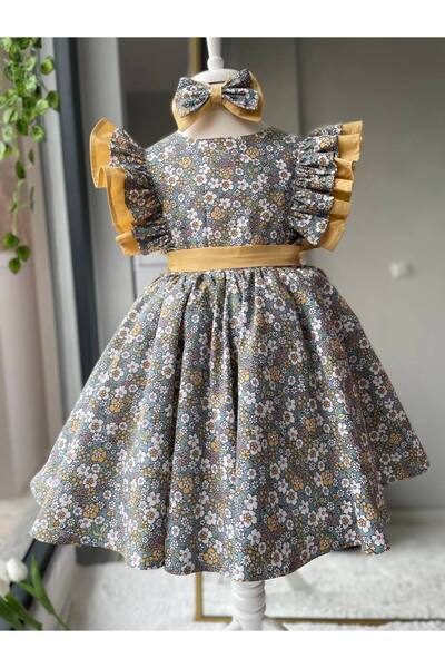 SAYUKER SHOP Girl's Crispy Patterned Poplin Ruffled Fluffy Special Design Bir...