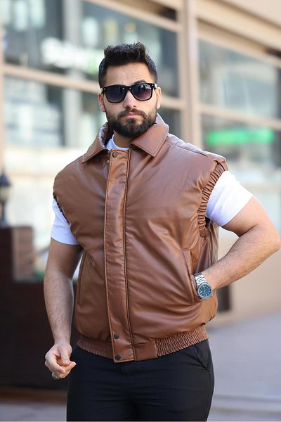 RHONES Men's Collar Leather Vest