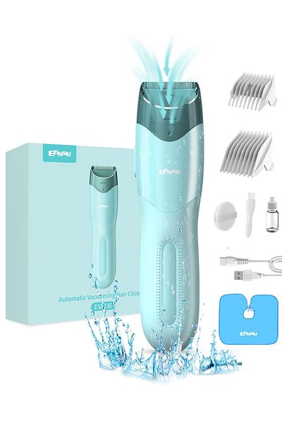 ENSSU Vacuum Hair Clipper, Rechargeable, Waterproof Baby & Kids Hair Trimmer with Large Hair Storage
