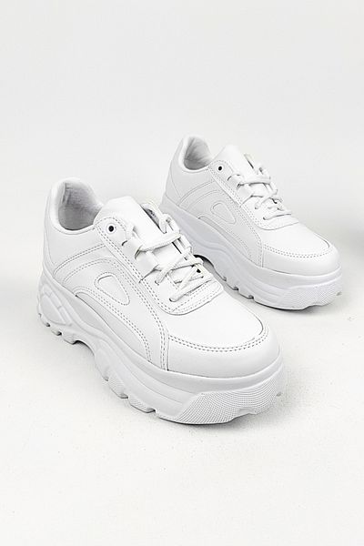 Zerenyus Pantofi sport de damă cu talpă înaltă 6 cm - alb