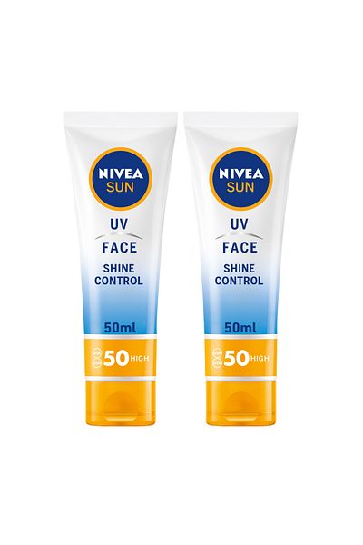 NIVEA SUN UV Face Shine Control Face Cream, SPF 50, Tube 50ml, Pack of 2