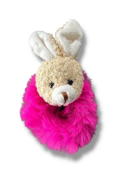 TAKIŞTIR Fuchsia Color Rabbit Figured Plush Bagel Buckle