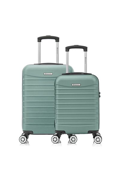 Quasar & Co. Set of 2 Cabin Trolleys 40x30x20cm Removable Wheels and 55x36x20cm, Hand Luggage, Abs Trolley, Turquoise