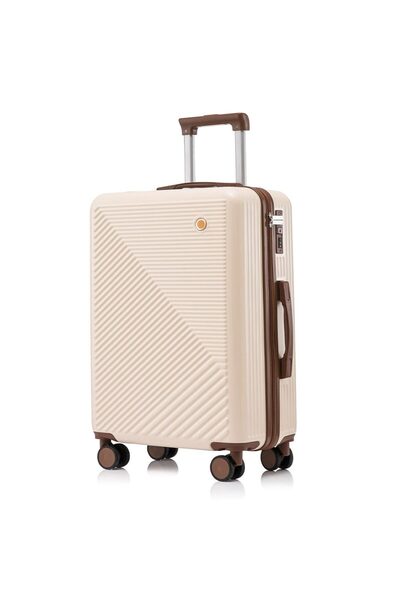 Quasar & Co. Cabin Trolley Set With Cosmetic Bag, Meta trolley, hand luggage, 55x39x23cm, zip, 4 Wheels, Cream