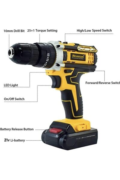 ROXON (RX21VCD) مفك براغي ومثقاب لاسلكي 21 فولت