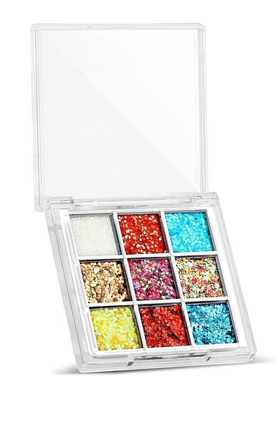 SEVRU Glitter Gel Makeup Palette for Eyes and Body, 9-Piece Makeup Palette Eye and Body Palette