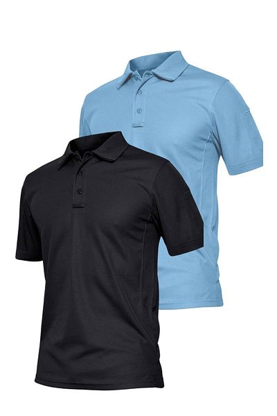 GHASSY CO. Ανδρικά μπλουζάκια Tactical Polo με λαιμόκοψη 2 συσκευασιών Quick Dry Moisture Wicking Performance