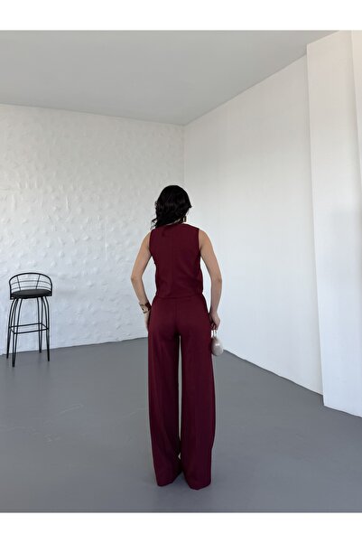 MYGİYİMİSTANBUL Linen Vest Trousers Set