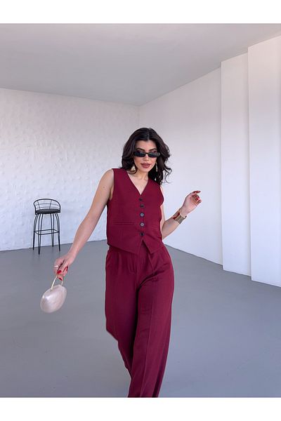 MYGİYİMİSTANBUL Linen Vest Trousers Set