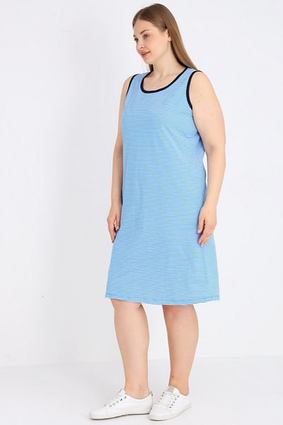 İntensive Rochie de damă în dungi 100% bumbac, cu bretele relaxate, cu detaliu de țevi