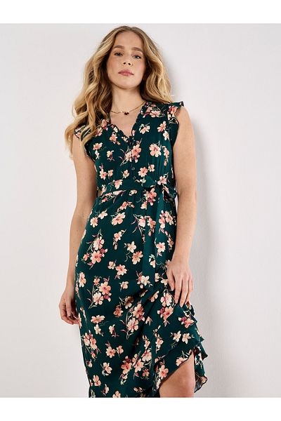 Apricot Geblümtes Midikleid Ditsy