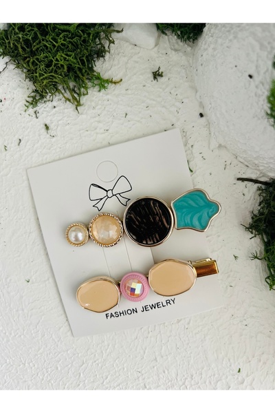 Derin Düşler Adult Children's Hair Clip Set of 2 Green Black Stone Hair Clips