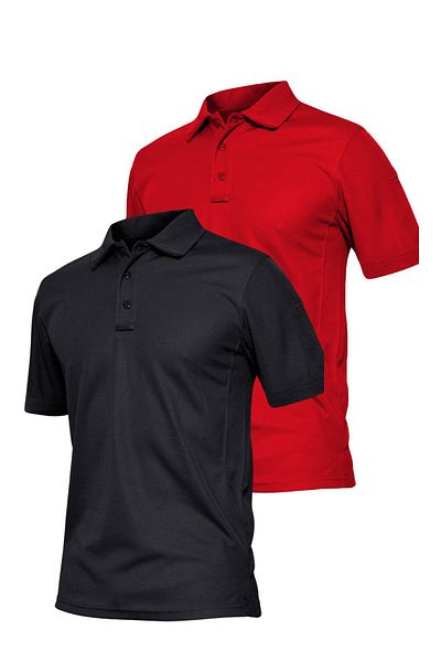 GHASSY CO. Ανδρικά μπλουζάκια Tactical Polo με λαιμόκοψη 2 συσκευασιών Quick Dry Moisture Wicking Performance