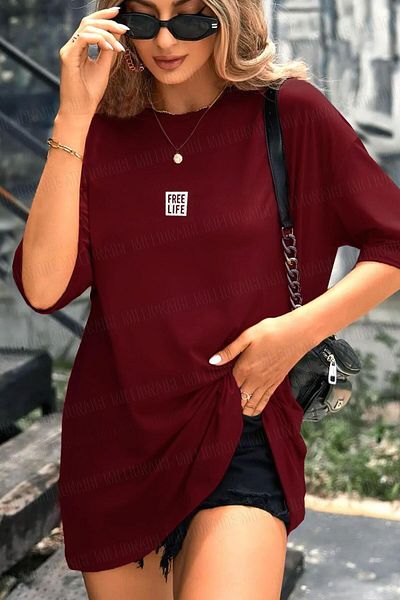 Teenage Millionaire Tricou Salas oversize pentru femei, roșu Claret Free Life