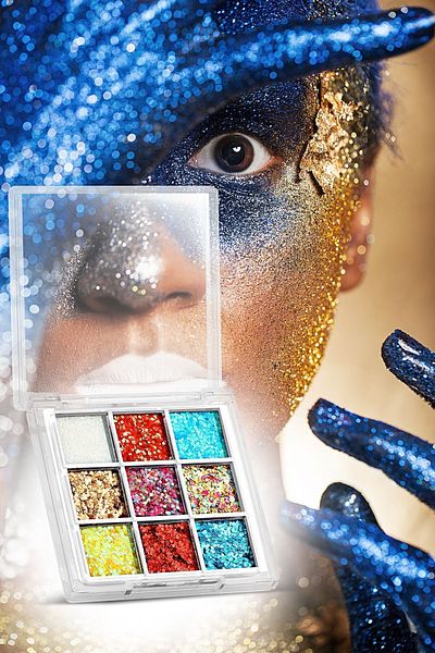 SEVRU Glitter Gel Makeup Palette for Eyes and Body, 9-Piece Makeup Palette Eye and Body Palette