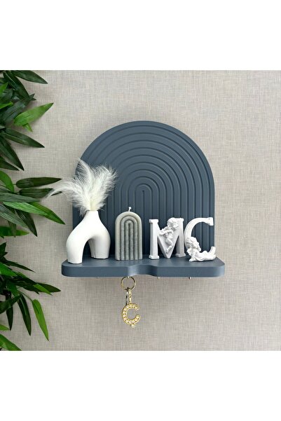 MERKARE Bohem Düz Raf Model, Dokulu Özel Tasarım Duvar Askılı Anahtarlık, Duv...