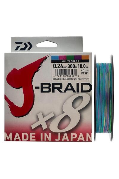 daiwa J-Braid 8X Multi Color 300 mt 0.24 mm İp Misina