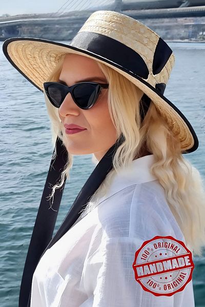 Trenderrs Γυναικείο καπέλο Bosphora Model Ψάθινο καπέλο με φαρδύ γείσο Trend Casual και καπέλο παραλίας