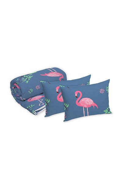 ALCAM Alcam Set 2 microfiber pillows 50x70 cm and quilted duvet 180x200 cm, Pink Flamingo