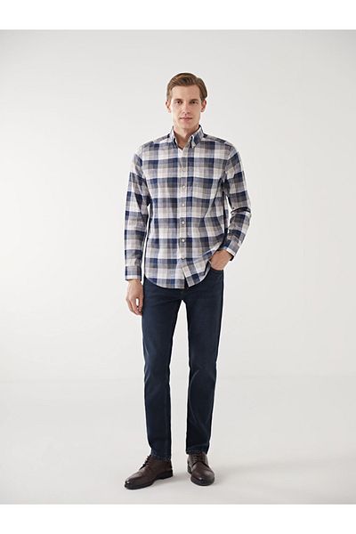 LC Waikiki Ανδρικό πουκάμισο Standard Mold 100% Cotton Poplin Fabric Κομψό και άνετο ανδρικό πουκάμισο