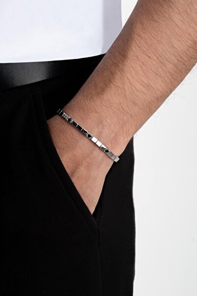 So CHIC... Siyah Taşlı Gümüş Erkek Bileklik