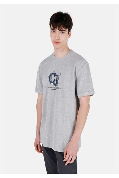 Colin's Comfort Fit Round Neck Plain Men's Gray Short Sleeve T-Shirt
