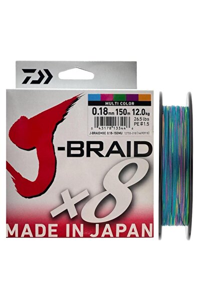 daiwa J-Braid 8X Multi Color 150 mt 0.18 mm İp Misina