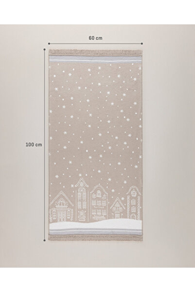 Madame Coco Écorce Pamuklu Saçaklı Dokuma Kilim - Bej/Beyaz - 60x100 cm