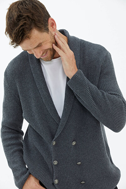 Sementa Shawl Collar Buttoned Knitwear Cardigan Dark Gray