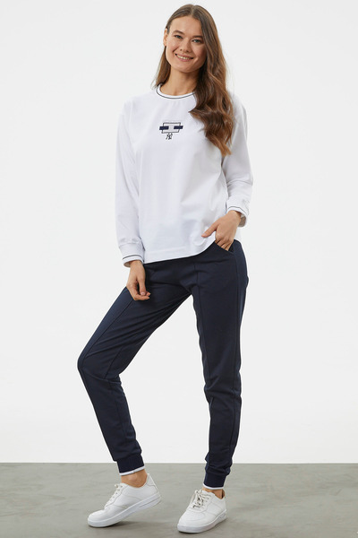 Sementa Σετ αθλητική φόρμα Oversize με λεπτομέρεια κεντήματος - Λευκό