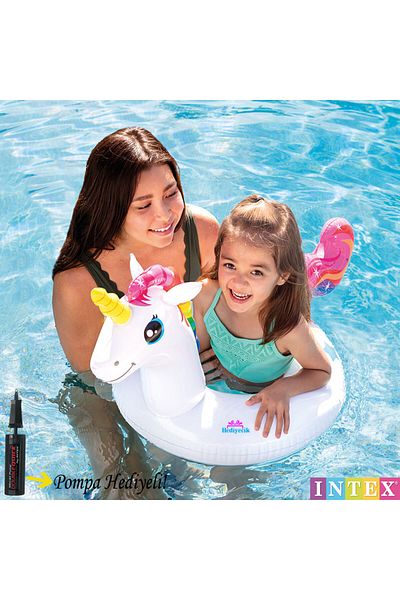 hediyecik Intex Unicorn Figured Children's Pool and Sea Ring 107 cm 3-6 Years