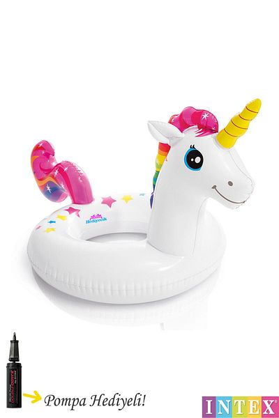 hediyecik Intex Unicorn Figured Children's Pool and Sea Ring 107 cm 3-6 Years