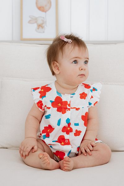 Lilabio 100% Cotton Short Leg Ruffle Baby Romper
