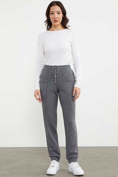 Sementa Pantaloni de sport cu buzunar din stofă Scuba - Antracit