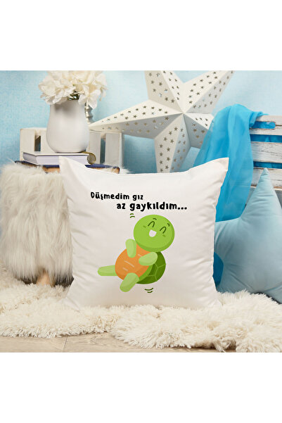 qoeuyl boutique Düşmedim Az Gaykıldım Baskılı Komik Hediyelik Elyaf Saten Dek...