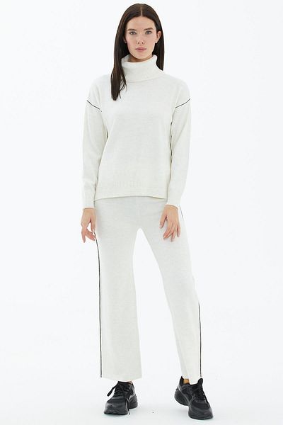 Sementa Full Turtleneck Sweater Trousers Knitwear Set - Bone