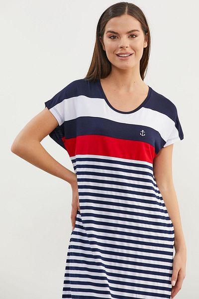 Sementa Crew Neck Midi Length Marine Dress - Navy