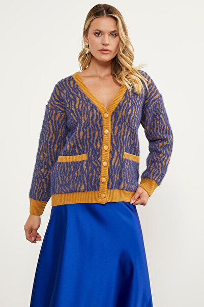 Sementa Кольоровий комбінований м'який трикотажний кардиган - Сонце