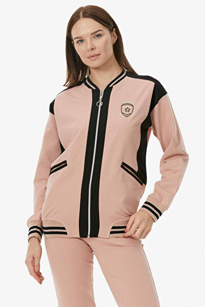 Sementa Metal Zippered Color Block Tracksuit Set - Powder