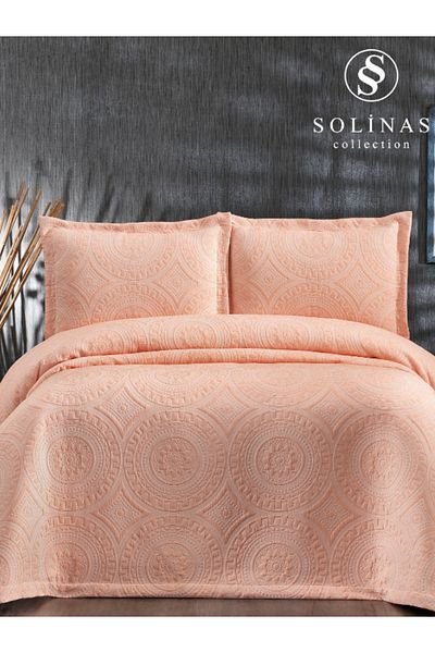 Solinas Collection Orange Cotton Double Bedspread - Medallion
