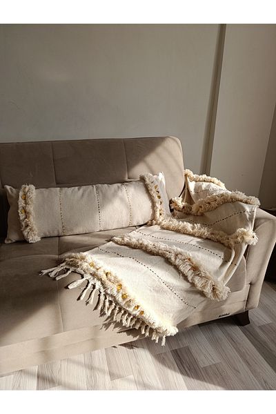 Kubrahobi Bohemian Double Size 60X 200 Sizes Bedspread Runneri Long Pillow 30X 80 Filled Set