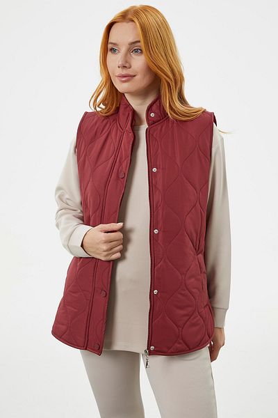Sementa Regular Fit Quilted Snap Vest - Claret Red