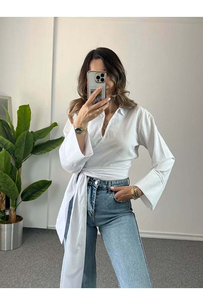 JaMolls Large United Sash Lacing Spanish Flare Sleeve Waist Fitting Stand Collar Pin-Terest Equivalent Shirt